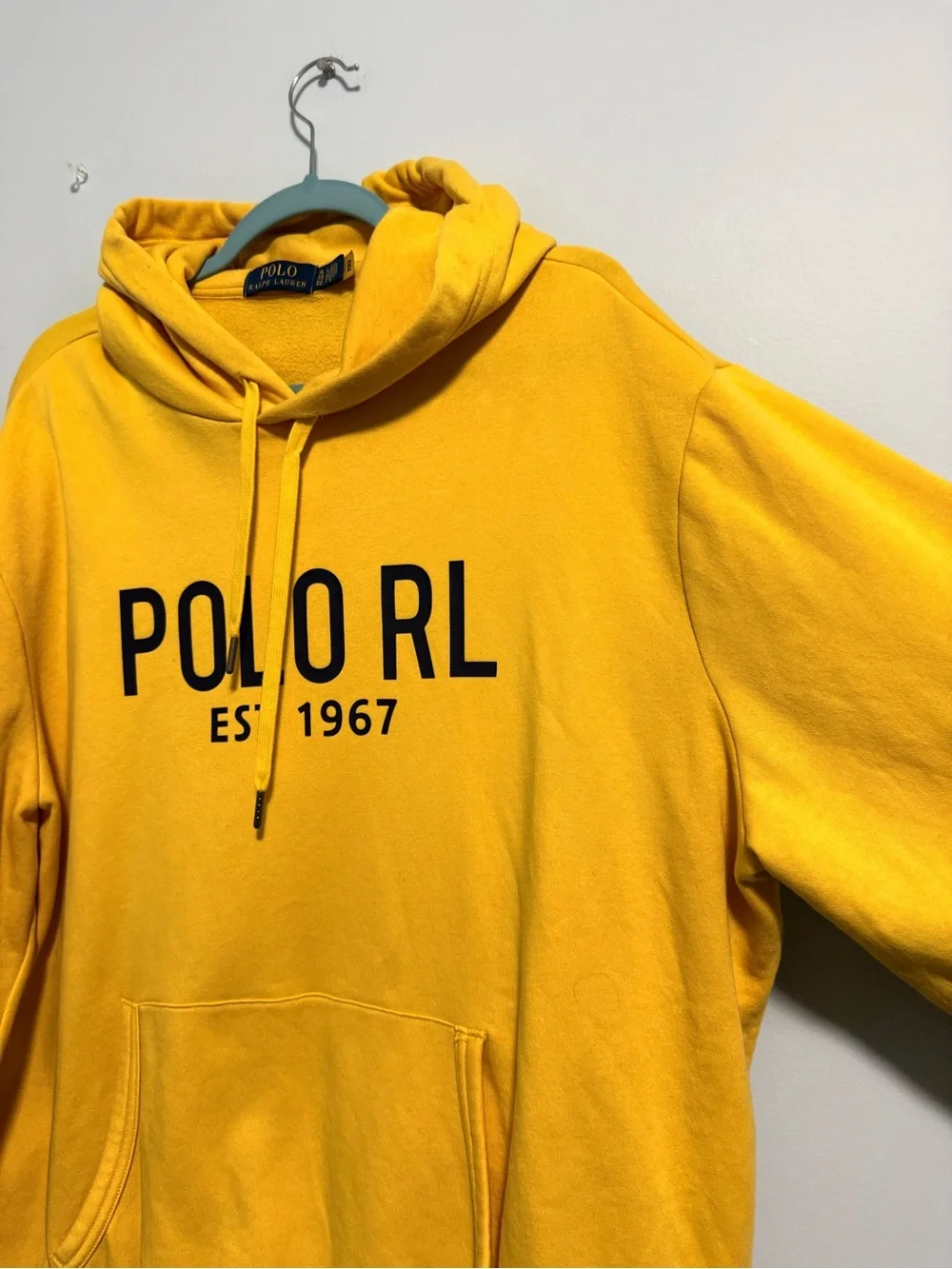 Polo Ralph Lauren Men's Yellow Polo 1967 Athl. Dept Fleece Pullover Hoodie XL